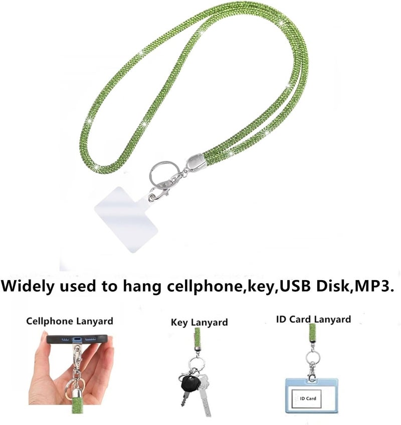 Global_Shopper Fashion 34.8'' Sparkle All Round Crystal Neck Lanyard,Bling Work Name Card Holder For Women(AB White,1PC) - Image 3